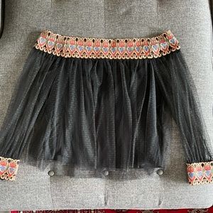 Off-Shoulder Dressy Top with Embroidery Size 10